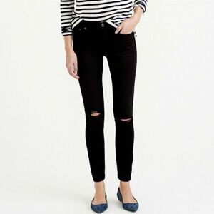J.Crew Toothpick Jean in Blacksmith‎ Wash 32 Black Distressed Destroyed Skinny